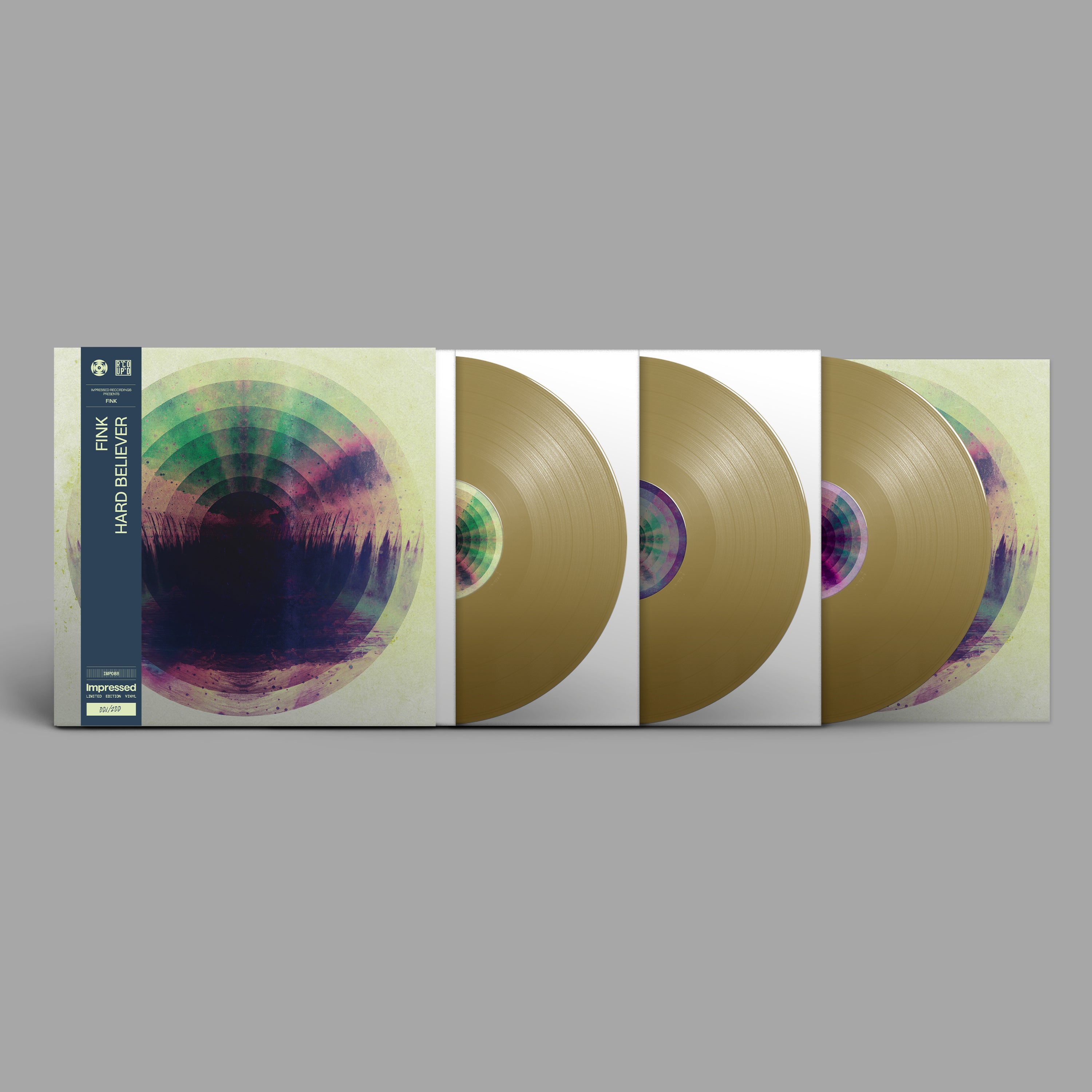 Fink - Hard Believer (10 Year Anniversary Edition) - 3LP Metallic Sand Exclusive vinyl record and packaging