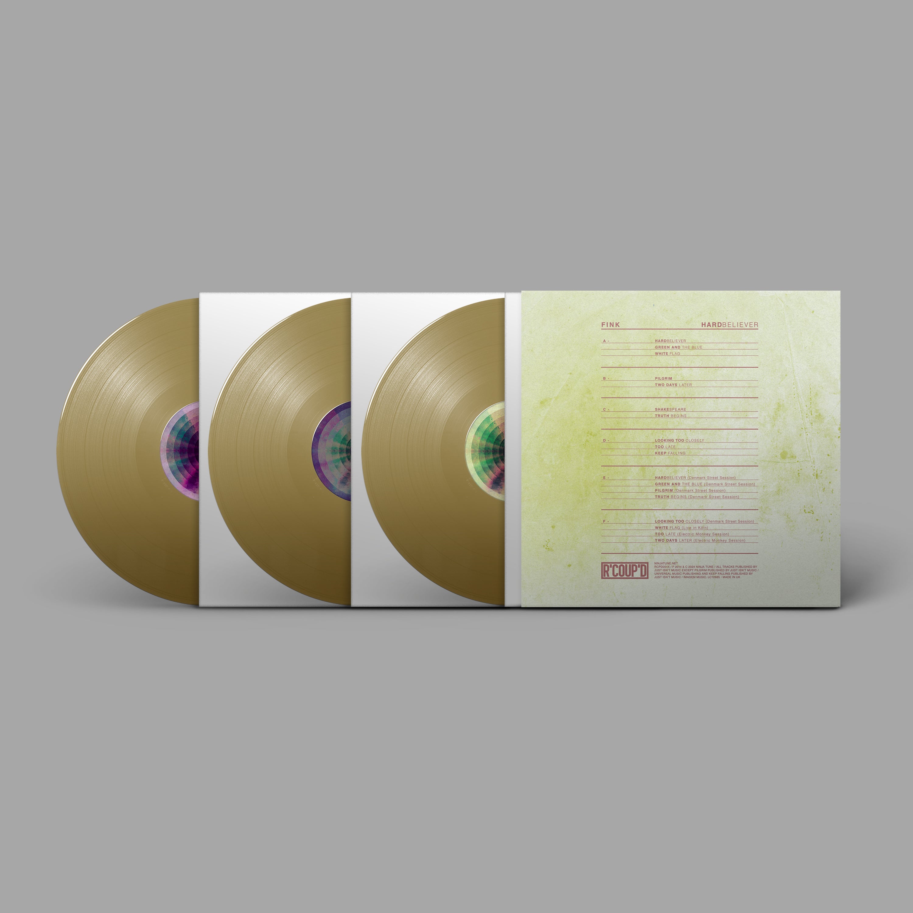 Fink - Hard Believer (10 Year Anniversary Edition) - 3LP Metallic Sand Exclusive back cover and tracklist