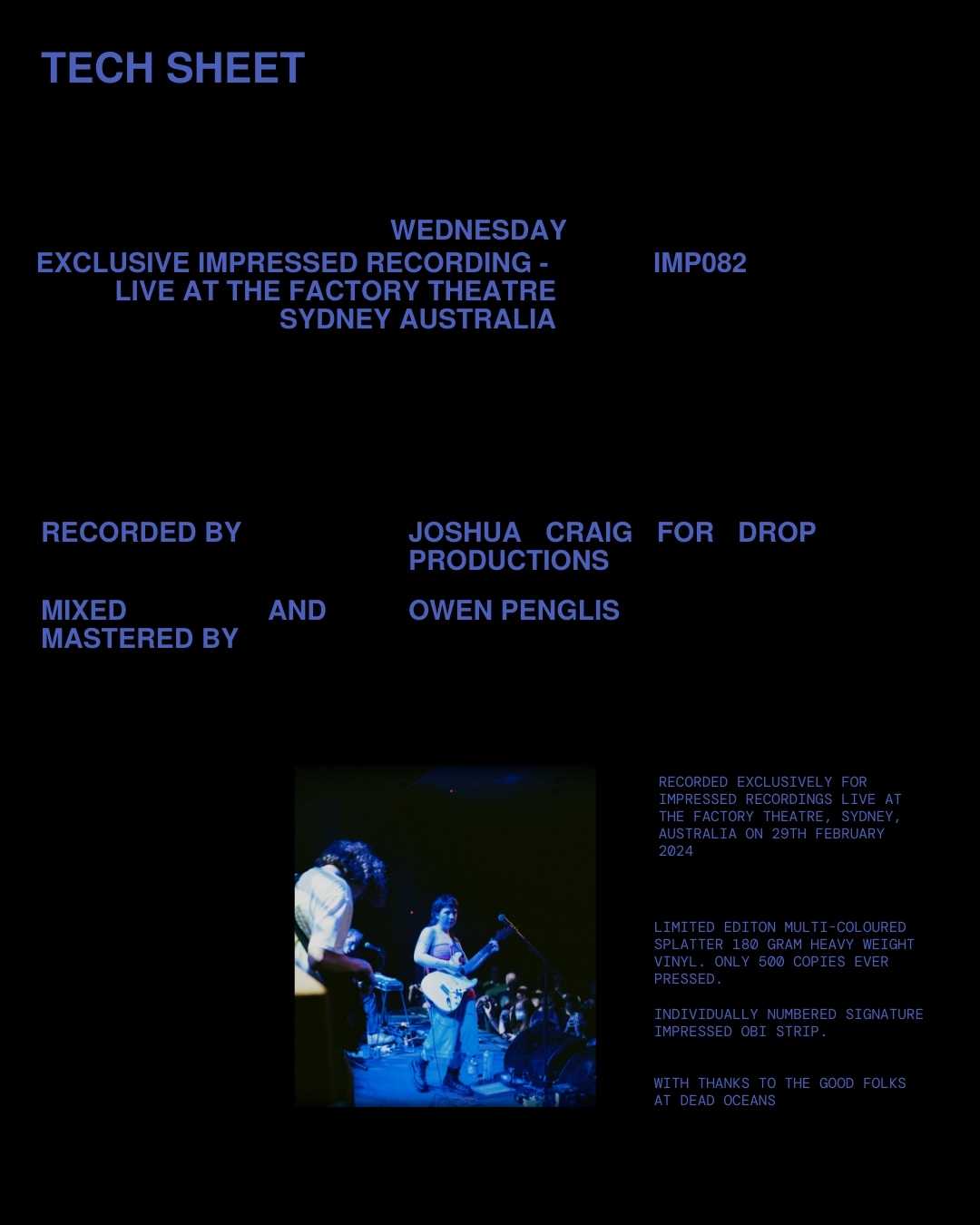 Wednesday - Live at the Factory Theatre - Vinyl LP